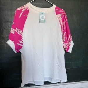 Elegant White and Pink Floral Women's Tee